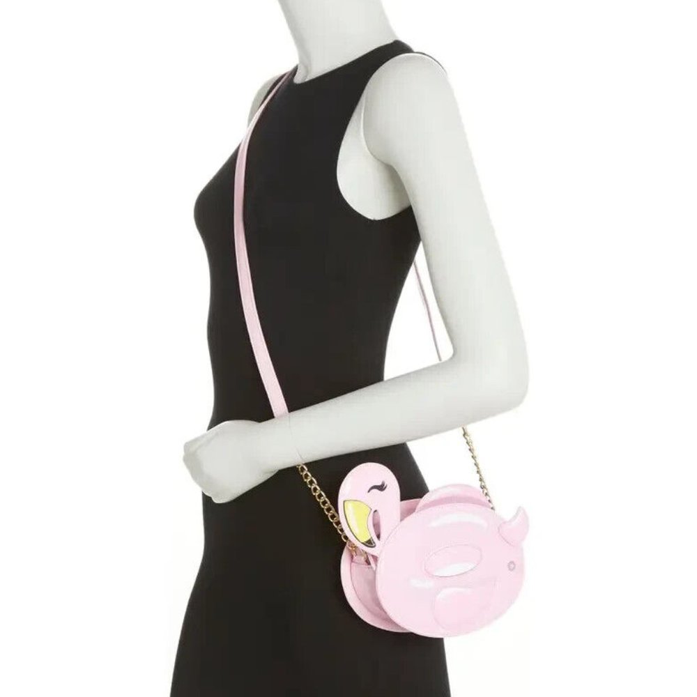 Betsey Johnson Kitsch Betsey Flamingo Floaty Small Crossbody Bag Pink New Sealed - Picture 3 of 13